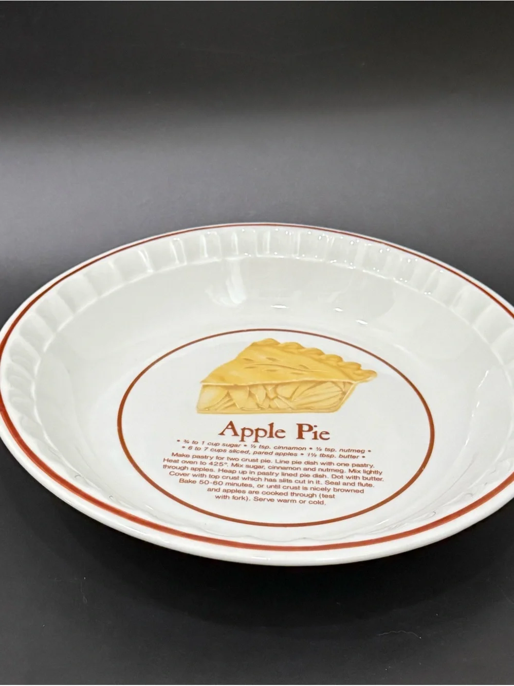 Vintage WINLEY Fine Porcelain Apple Pie Recipe Dish